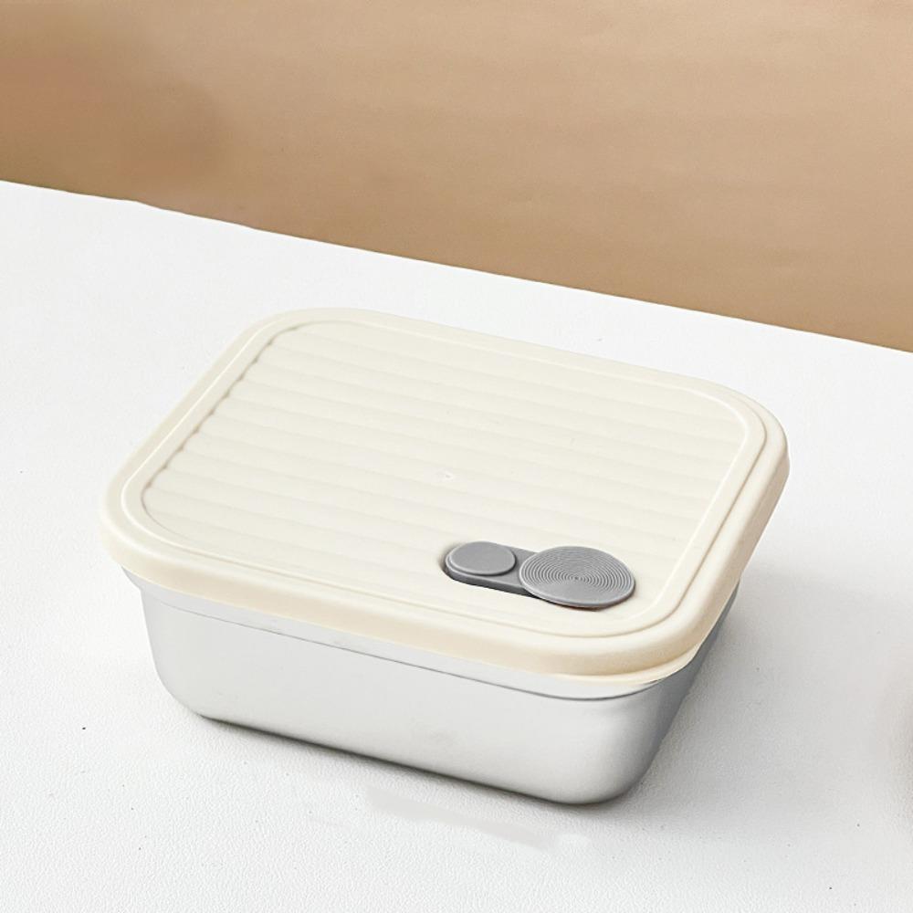 Square Stainless Steel Lunch Box 1/2 Grids Crisper Food Storage Container  Office Workers