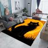 1PC Black cat with orange background Print Carpet Rug for Living Room Bedroom Sofa Doormat Home Decor Non-slip Floor Mat
