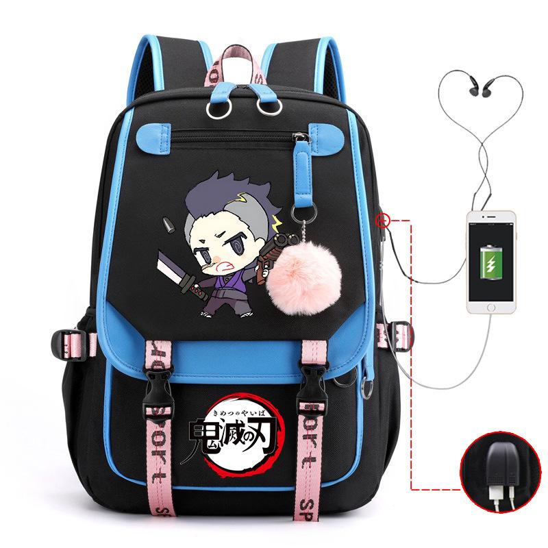 Ghost Annihilation Blade Grade 3-6 Junior High School Student High School Student School Bag Strap USB Multifunctional Backpack