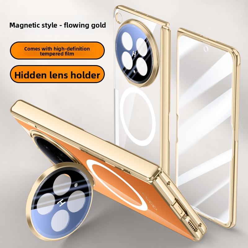 For OPPO Find N6 Case Luxury Plating Magsafe Stand Magnetic Protective Back Cover Case For Find N6 N5 Spring Hinged Holder Shell