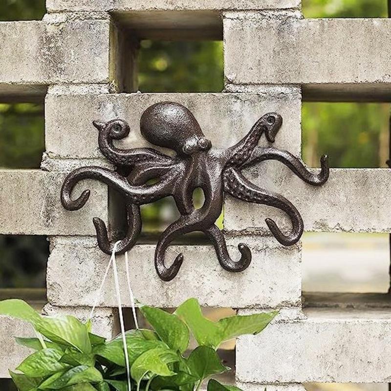 Metall-Wandhaken für Schlüssel, Handtücher und Schals, Akzent mit Meeresbewohner, zur Schraubmontage, für Eingangsbereich, Flur, Badezimmer, Schlafzimmer, Aufbewahrung