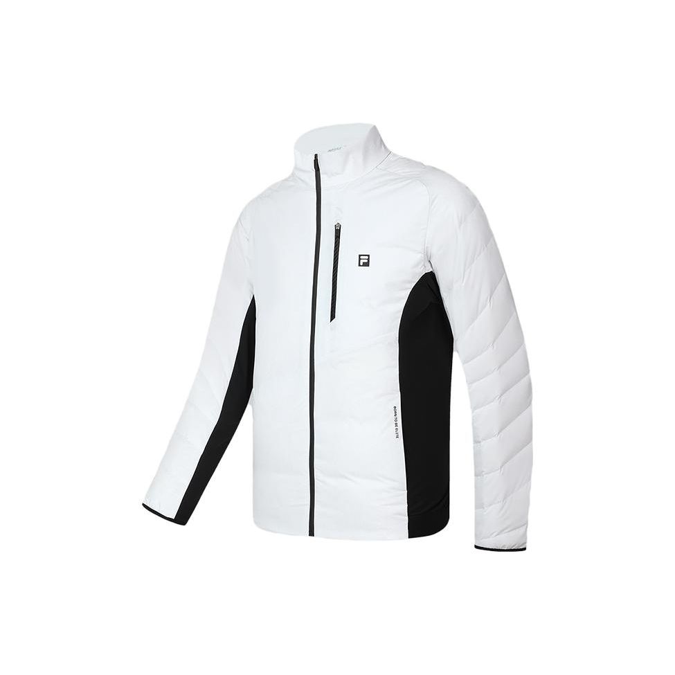 FILA Golf Series Color Block Stand Collar Elite Woven Down Jacket Men Jacket Jade-White A11M345704F-WT