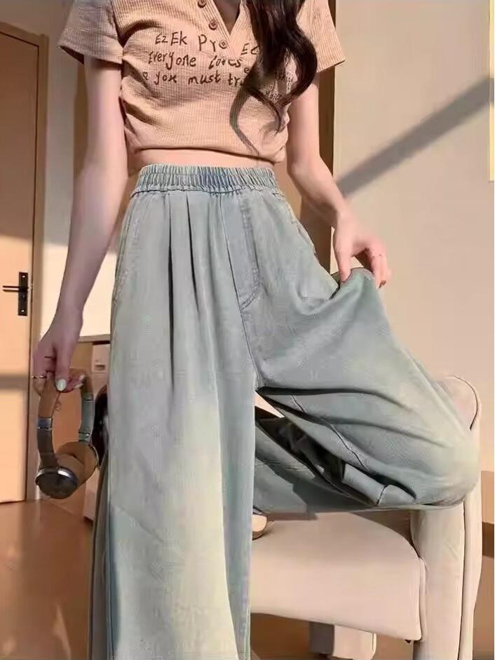 Summer 2024 Ice Silk Breathable Cropped Jeans