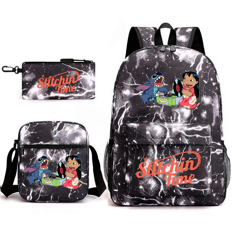 School Season Student Backpack Heat Transfer Backpack Satchel Pencil Bag Three-Piece Set