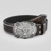 Western Denim Belt Cow Head Big Board Mouth Retro Unisex Punk Embossed Leather Belt