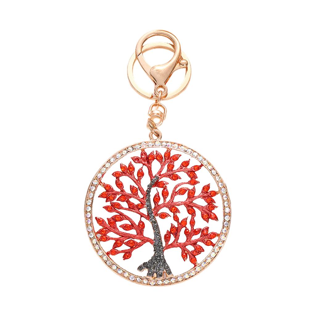 Rhinestone Round Trees Keychains Alloy Key Holder Goodie Bag Stuffers Supplies for Modern Home Decor