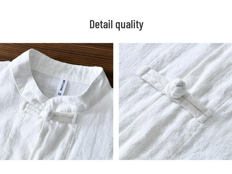 2025 Men's Chinese Style Cotton Linen Long Sleeve Tang Suit Hanfu Shirt, Plus Size Loungewear