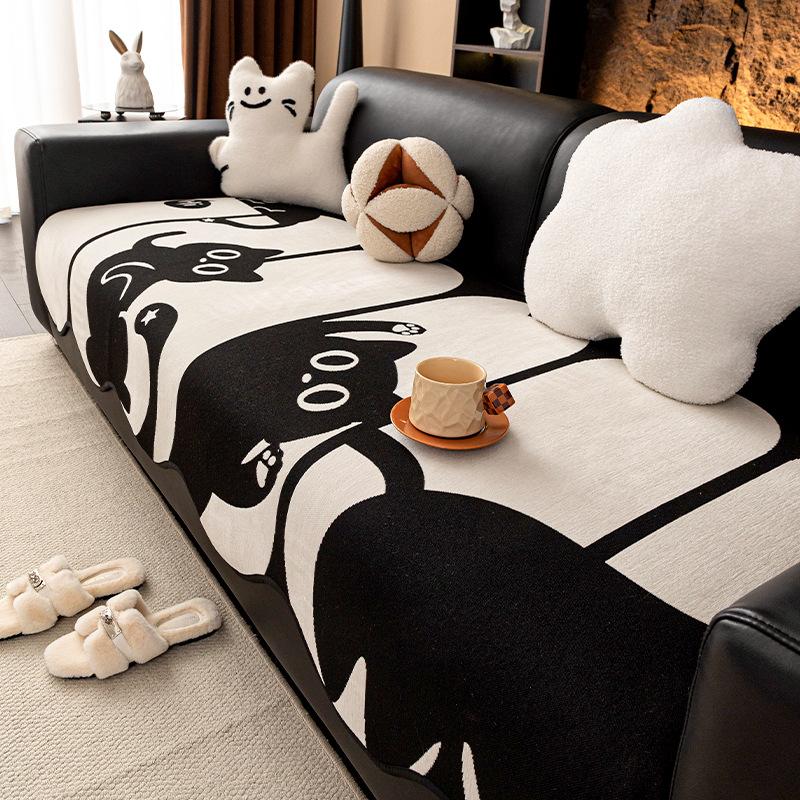 New Cartoon Special-Shaped Sofa Cushion, Universal In All Seasons, Chenille Straight Row Leather Sofa Seat Cushion, Non-Slip Cover