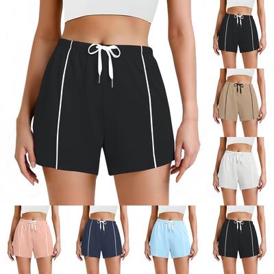Pantalones cortos deportivos casuales de verano para mujer con cintura alta y cordón