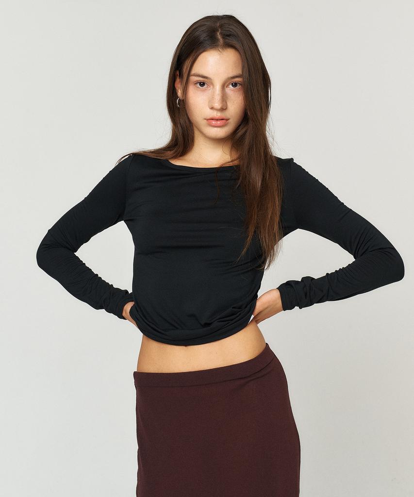 QUAFE Basic Boat Neck Slim Tee_6Color