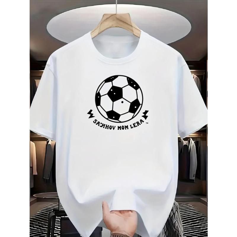 

European sizes 2D Soccer Pattern T-Shirt | Casual Daily Wear, Short Sleeves, Men S Print T-Shirt, Jersey Style T-Shirt S