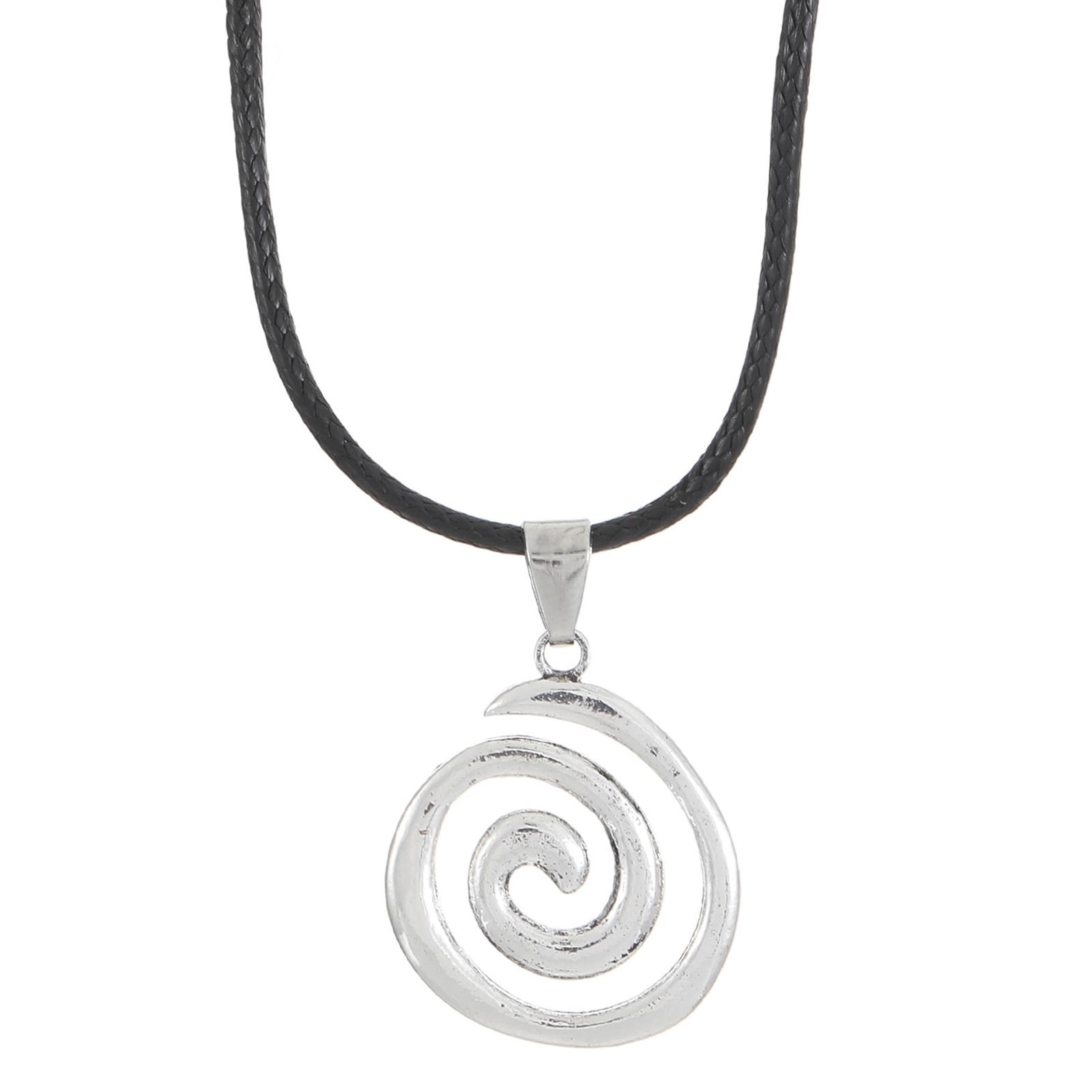 

Women s Vintage Necklace Punk Jewelry Chains with Swirl Pendant Adjustable Chain Choker PU Leather Cord Clavicle Chain