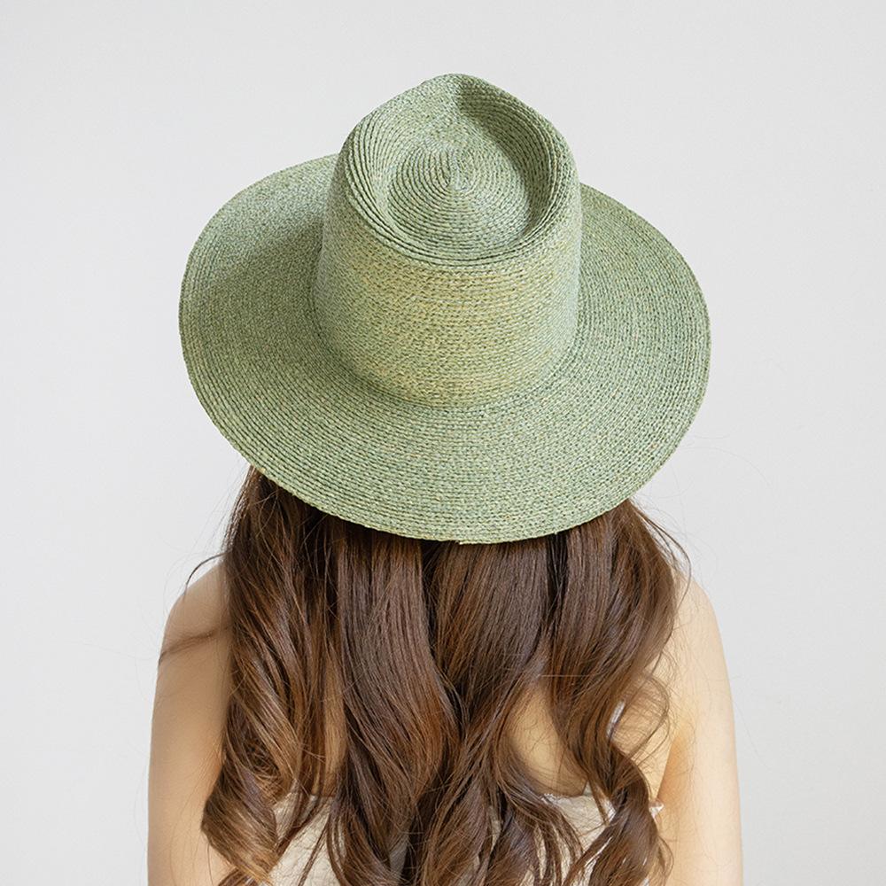 202601-hh5395A Breathable ins chic summer solid Natural raffia grass classic fedoras cap men women panama jazz hat