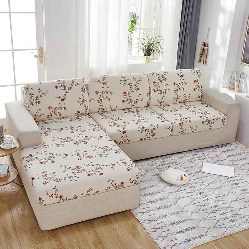 Bedruckter Sofa-Sitzkissenbezug, elastisch, Haustiere, Kinder, Wohnzimmer, Blumenmuster, dehnbar, waschbar, abnehmbarer Schonbezug, Möbelschutz