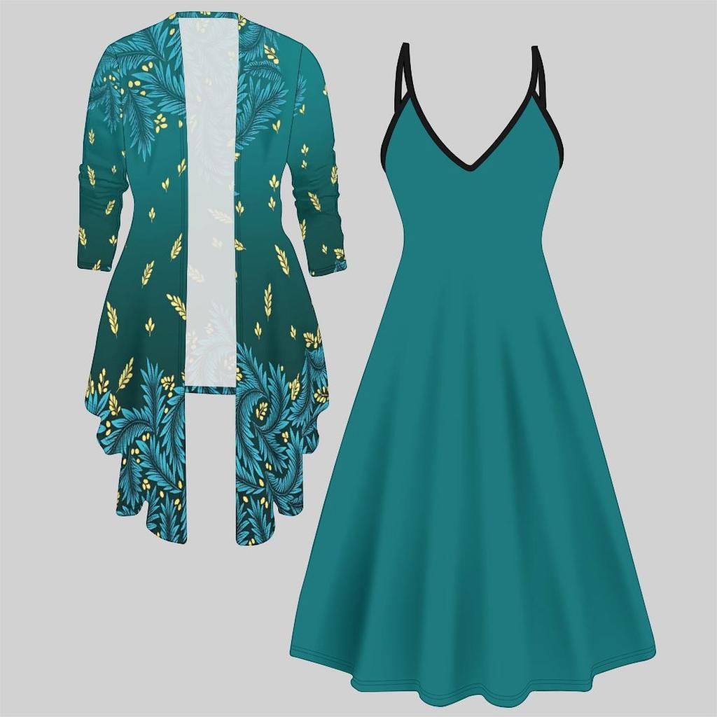 3D  Printed  Set Dress Coat ,  Colorful and Diverse Shapes Fashion Print,suitable for Various Scene Fashion Styles