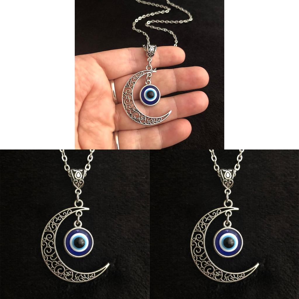 Moonflower Turkish Eye Necklace With Alloy Pendant And Cross Chain For Fashionable Women