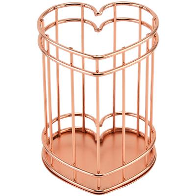 Heart Shape Desktop Pen Gold Pencil Holder Metal Craft Office Desk Accessories Pot Nordic Style Pen Dressing Table Office Desk