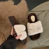 Fashion European and American Sandals and Slippers 2024 New Autumn Thick Soled Plush Shoes for Women Wearing Slippers Outside Slipper