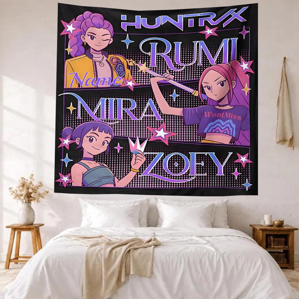 Kpop Demon Hunters Custom Your Name Wall Decor Tapestry Art For Pet Memorial Birthdaywedding Party Backdrop Family Gift