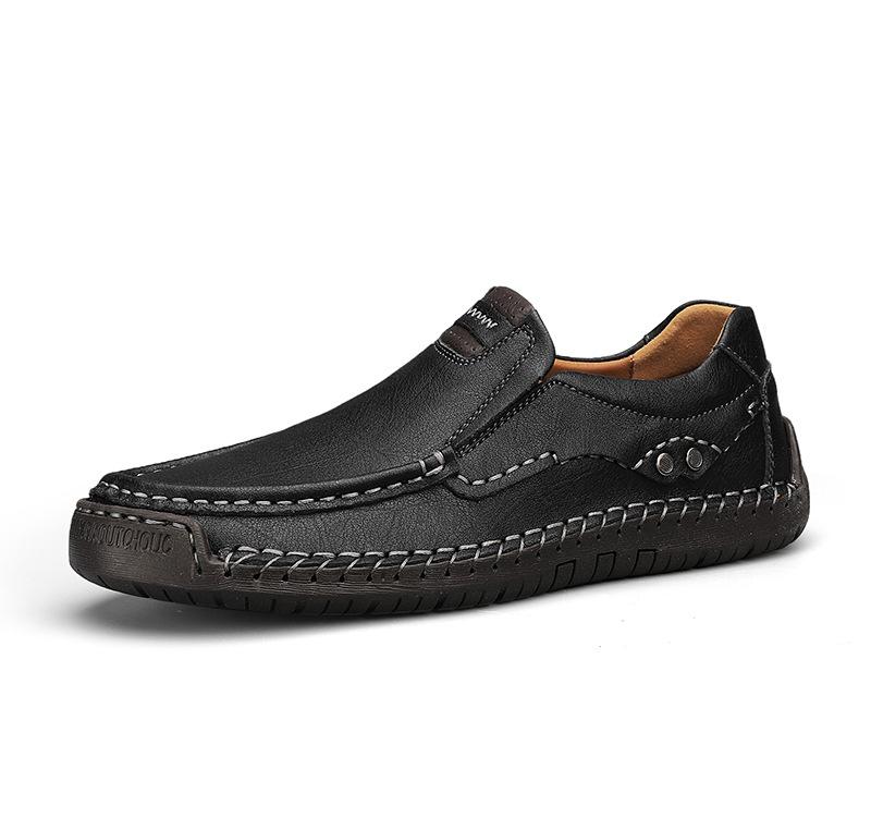 Large Size Men's Shoes 2025 New Handmade Leather Loafers Men's One-pedal Soft-soled Beanie Shoes 464748