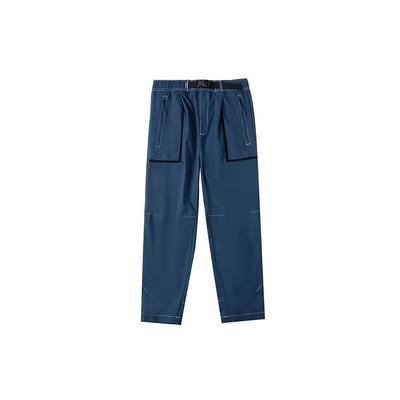 Solid Color Belted Woven Track Pants Men Bottoms Blue HM7470