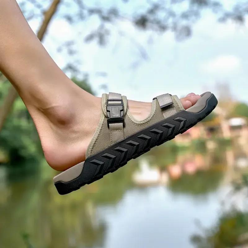 Men Breathable Sports Sandals Summer Beach Hiking Shoes Round Toe Solid Colour Non-slip Lightweight Comfortable Slippers