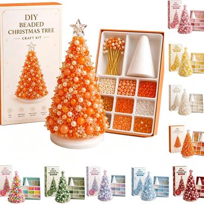Dromerige Kerstboom met Kralen DIY Kit, Handgemaakte Kerst Kralen Knutselset, Feestelijke Tafelblad Vakantie Huisdecoratie