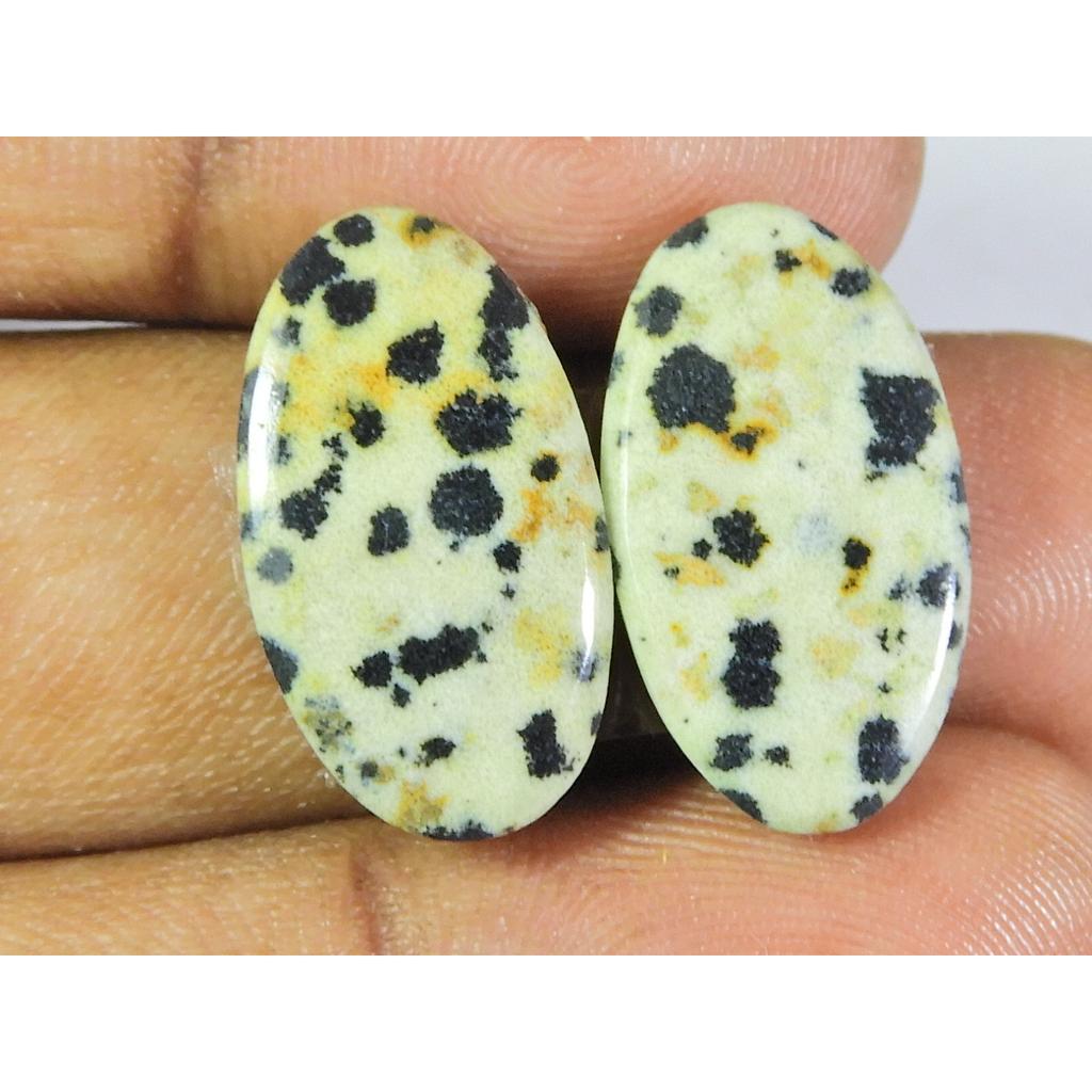 Natural Dalmantion Matched Pair Oval Cabochon Loose Gemstone 11X20X04 MM SK-194