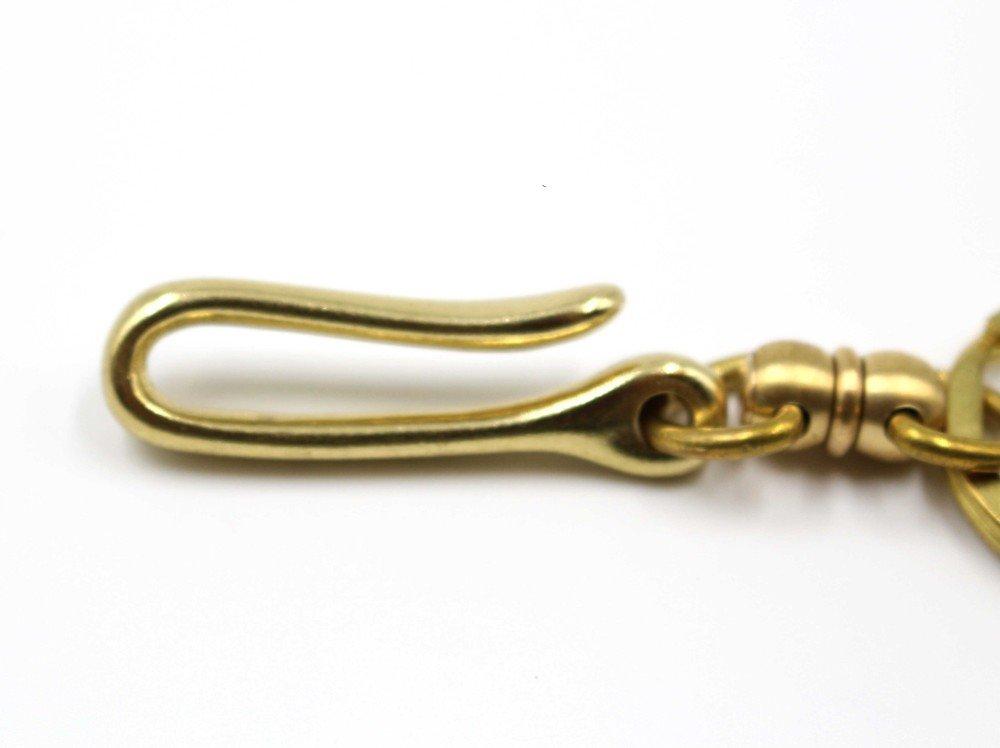 Heavy-duty fishing hook keychain with swivel and double ring, made of brass.