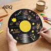 Decorative Vinyl Record Display DIY Graffiti Clock Ornament Reusable Blank Acrylic Retro Tabletop Ornaments Wall Decor with Stand Personalized