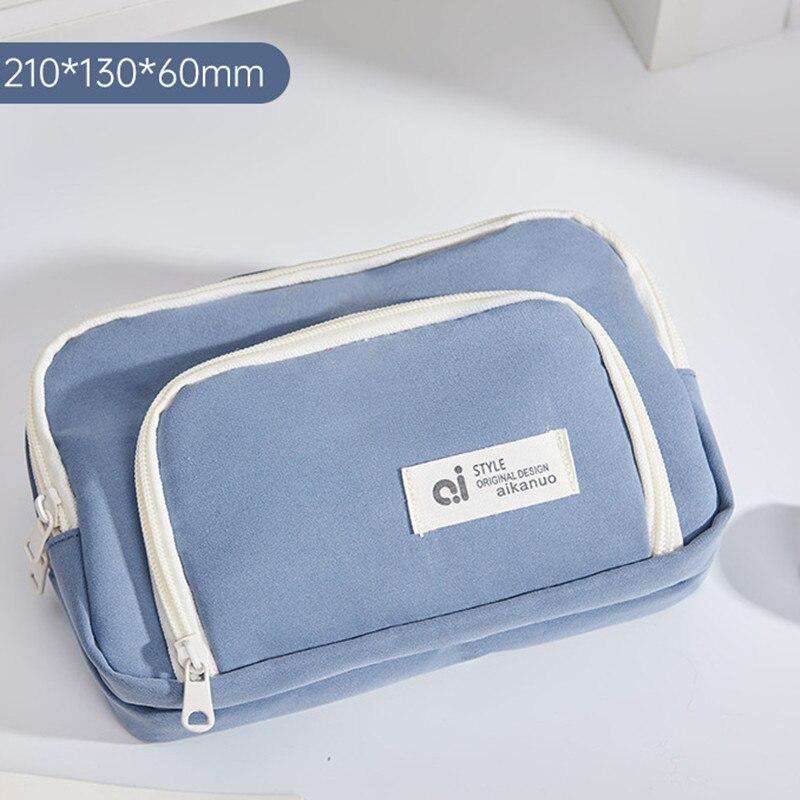 Пенал большой емкости, простой однотонный пенал, сумка большой емкости на молнии, сумка для хранения канцелярских принадлежностей, студенческие принадлежности
