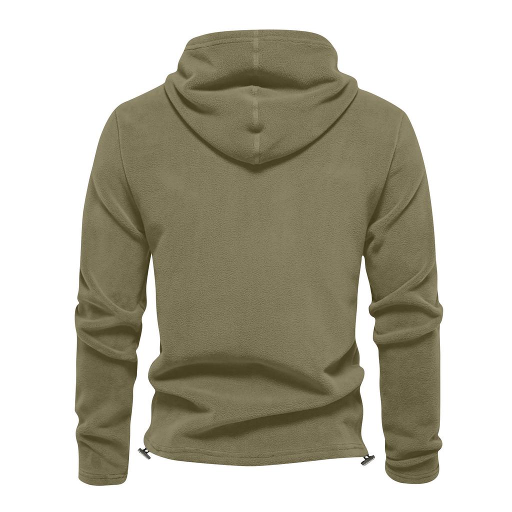 Herrars Moderiktiga Casual Fleecejacka med Ståkrage, Varm Bergsklättringsjacka, Fleecejacka