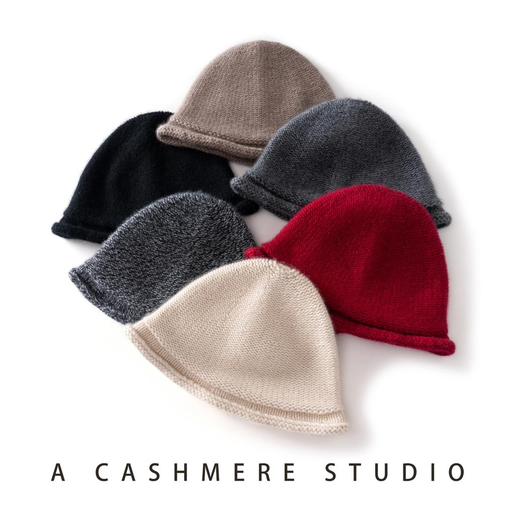 Autumn and Winter Cashmere Knitted Hat Versatile Basin Hat Showing Small Face Wool Big Head Circumference Curling Bucket Hat Women
