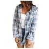 Women Loose Top Plaid Color Block Long Sleeve Casual Ladies  Blouse Coat Shirt Jacket