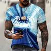 Whatever Print Gradient Crew Neck T-shirt For Men Trendy Casual Short Sleeve Top Men's Tee Summer Outing 90s Vintage Clothes