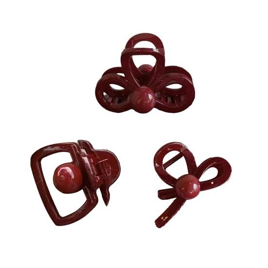Hair Claw Three-Dimensional Hollow Bow Design Back Head Hair Clip Glossy Texture Stable Grip Hair Accessory
