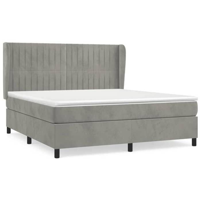 3129339 vidaXL Lit à sommier tapissier et matelas Gris clair 160x200cm Velours
