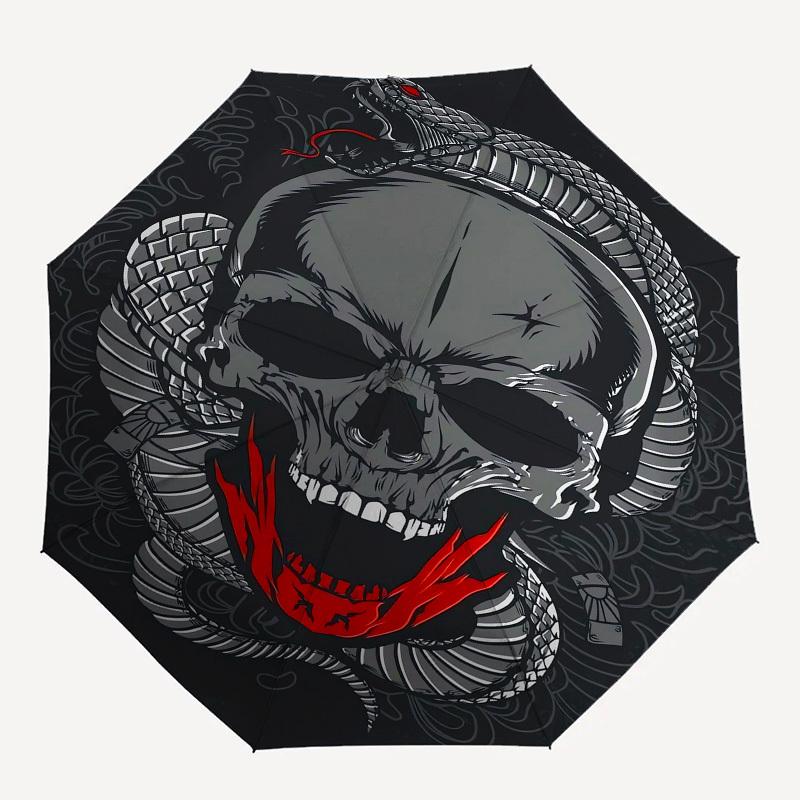 Skull Snake- Automatic Umbrella, Four Seasons Portable Folding Umbrella, Suitable for Men and Women, Travel, Daily Compact Umbrella, Outdoor