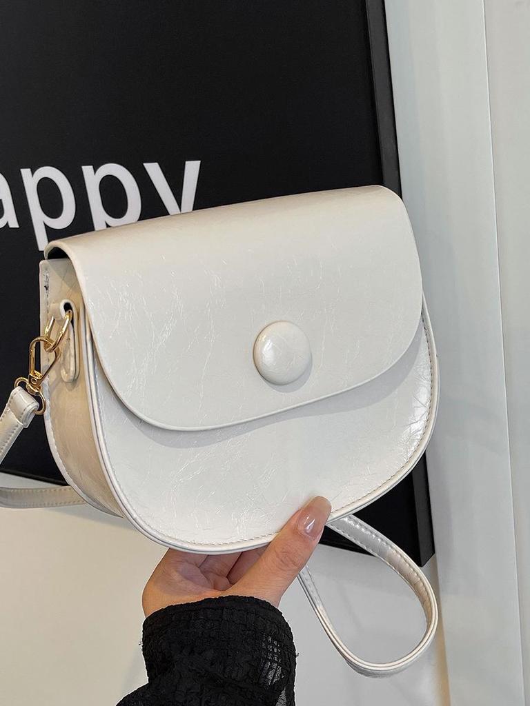 2024 Winter Textured Stylish Women's Crossbody Saddle Bag - Korean Style