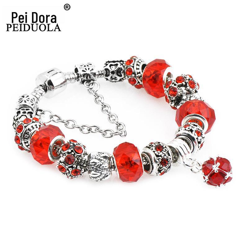 Brățară Trendy cu Mărgele de Cristal Pan cu Pandantiv Coroană de Flori