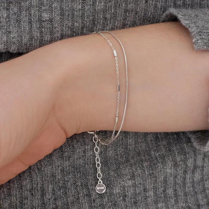 (925 Silver) Lume Layered Silver Bracelet