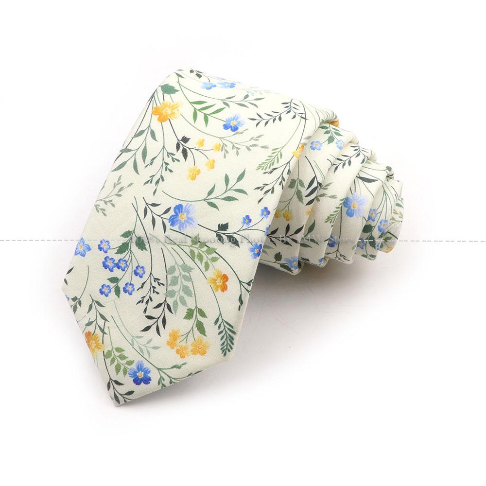 New Chic, Blumenkrawatte, 100 % Baumwollkrawatte, für Männer, helle Farbe, lässige schmale Krawatte, Hochzeitsfeier