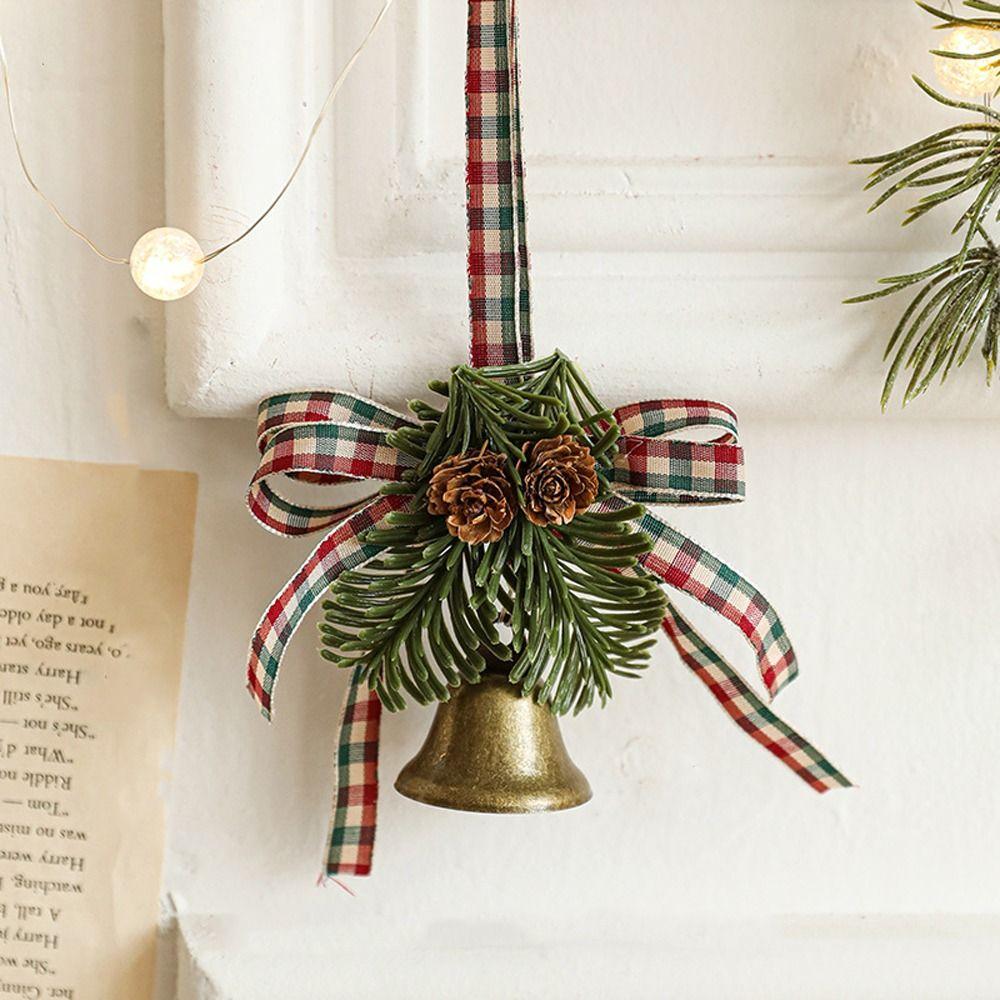Bronze Pinecone Bell Pendant Retro Christmas Tree Hanging Bells Garden Decor