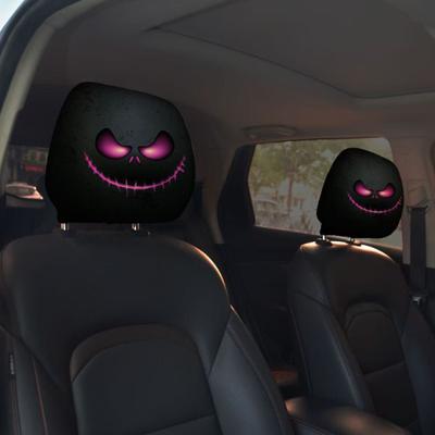 Housses d'appuie-tête de voiture squelette d'Halloween Imprimé effrayant Protecteur d'appuie-tête de siège auto Décor d'intérieur de voiture amusant pour la plupart des véhicules