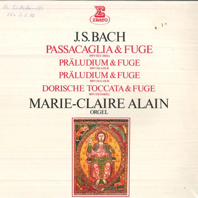 

LP Record MARIECLAIRE ALAIN Bach Passacaglia Und Fuge CMoll BW ZL30621 ERATO Germany Classical Used
