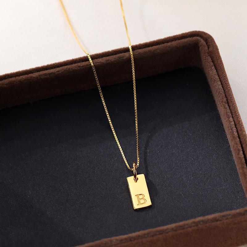 Banyan Tree Sterling Silver Square Letter Pendant Necklace