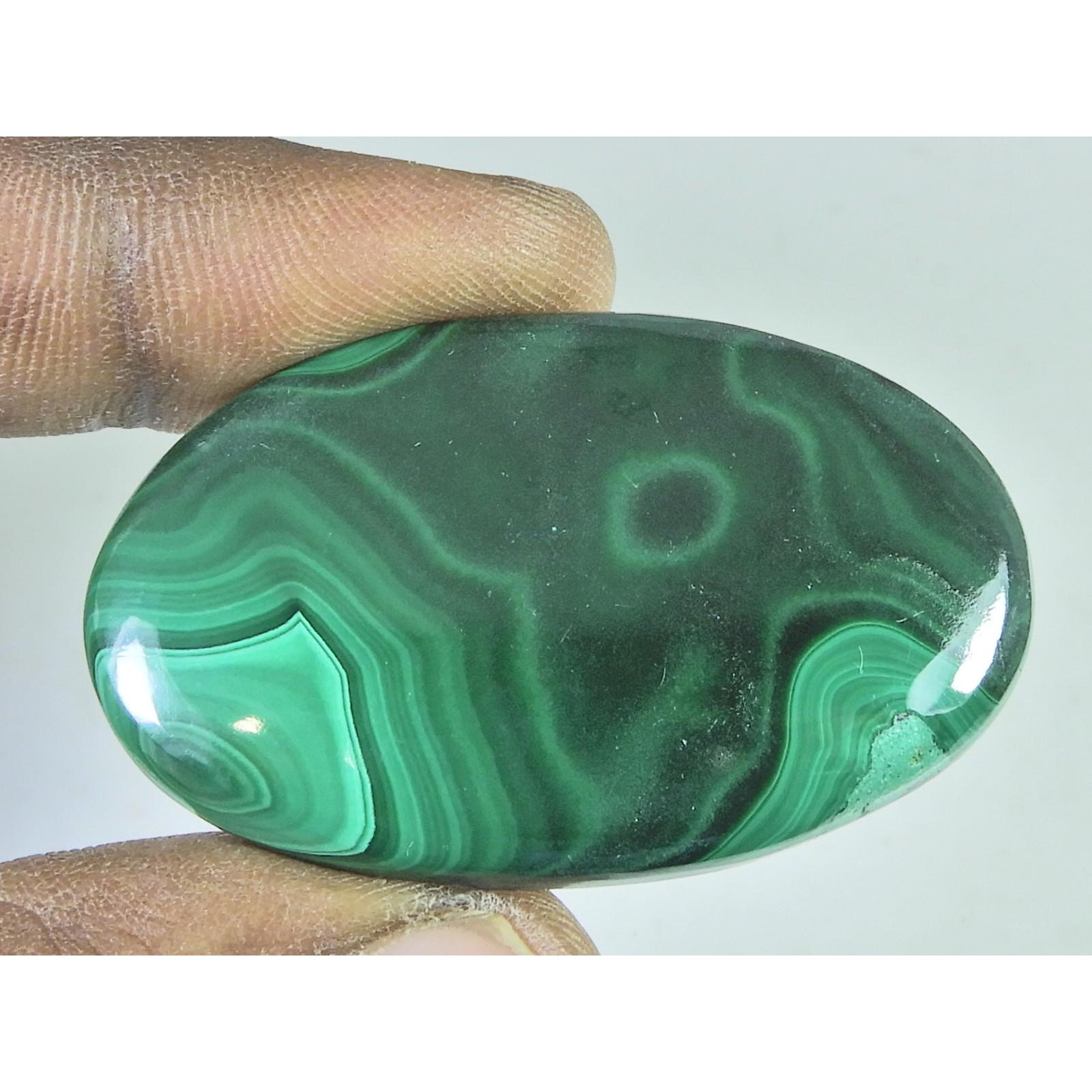 102Cts. Natural Green Malachite Oval Cabochon Loose Gemstone 28X47X06 MM B-400