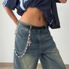 Beads Pearl Waist Chain Cross Pants Chain Retro Tassel Jeans Chain  Female