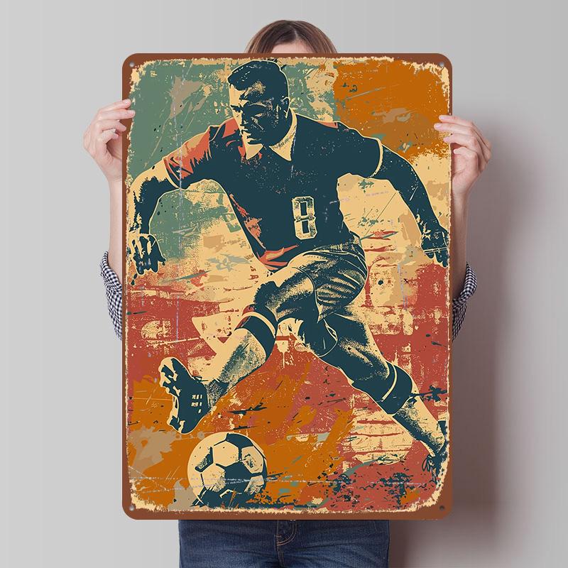 

Vintage Soccer Player Tin Plaque Poster Customized Wall Art Retro Vintage Metal Signs for Room Luxury Home Decor Items Wand Deko 7.9x11.8In(20x30cm)