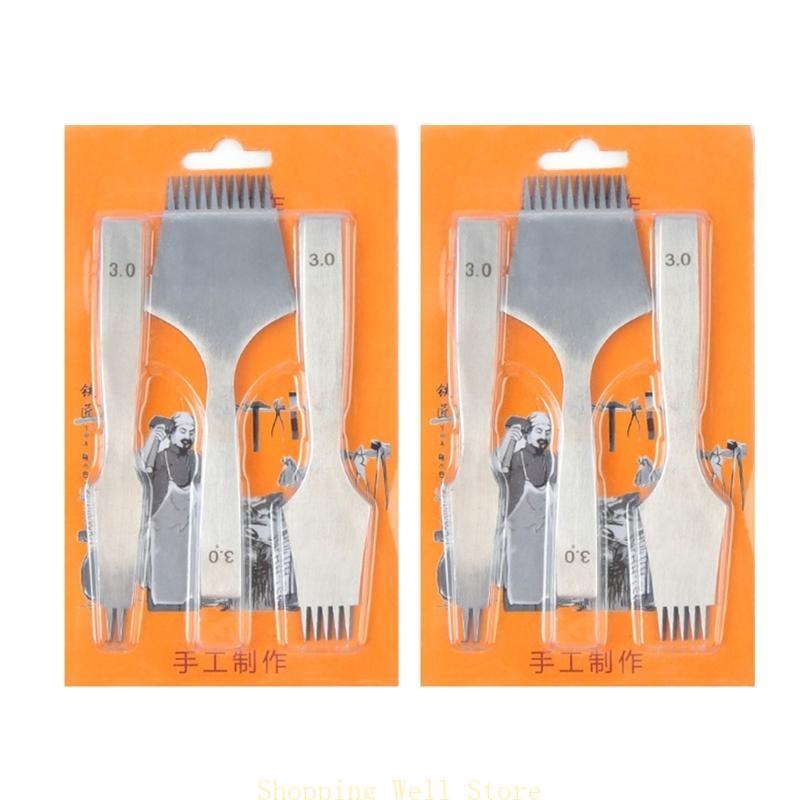 KX4B 3Pcs Leathers Stitching Leathers Hole Leathers Prong